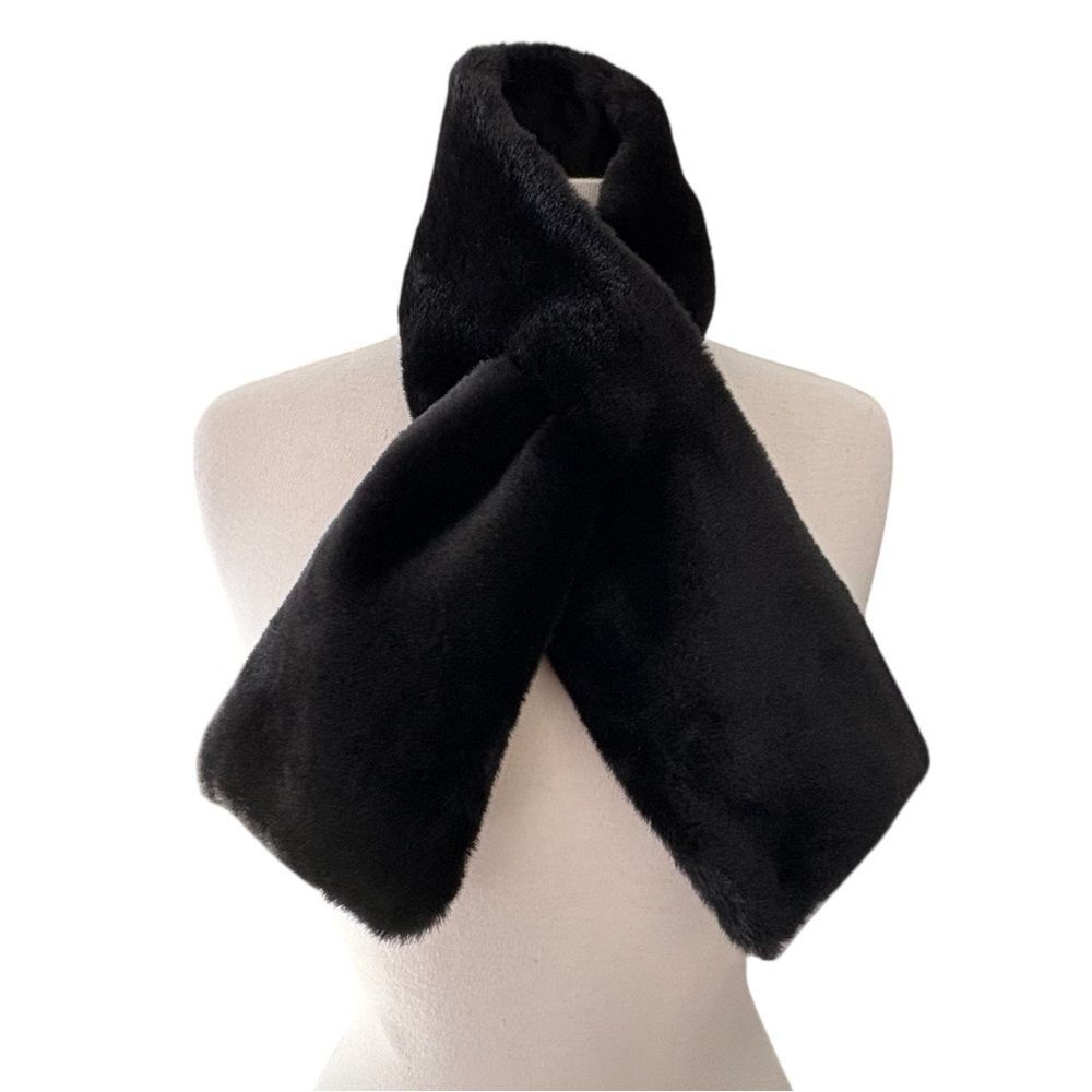Talbots Faux Fur Neck Scarf Warm Soft Dressy Black Tie Cocktail Party